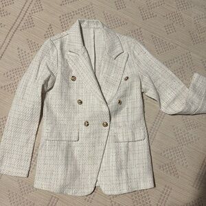 White and gold blazer. Gold buttons